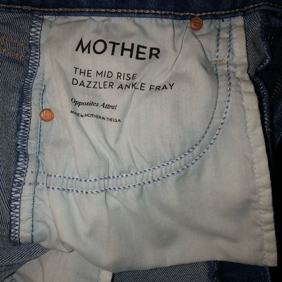 MOTHER ”The Mid Rise Dazzler Ankle Fray”Cropped Straight Jeans,Size-26 - Picture 11 of 16